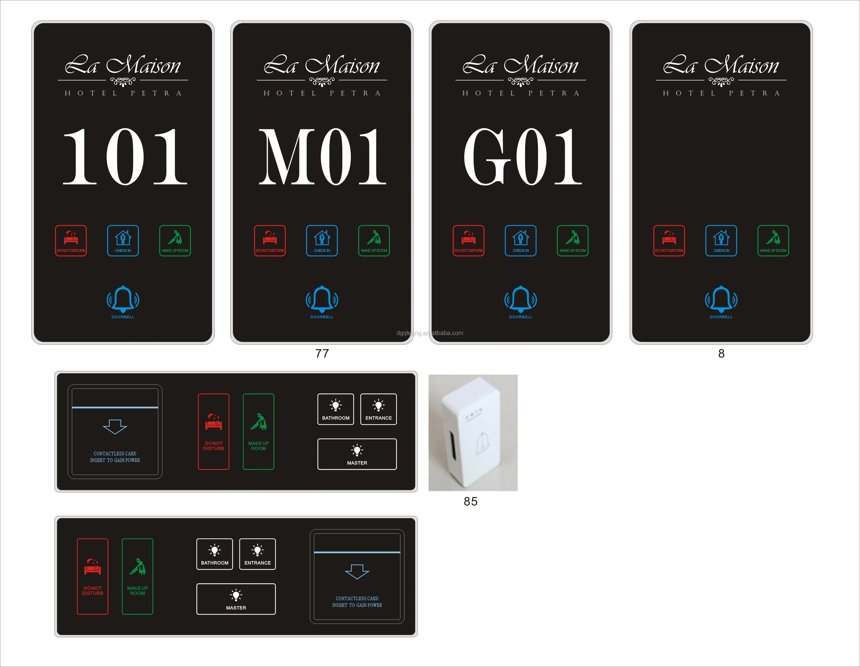 Hotel Doorplate Switch with 5 Years Warranty 130*230*7MM Size and Ceramic Panel for Touch Control