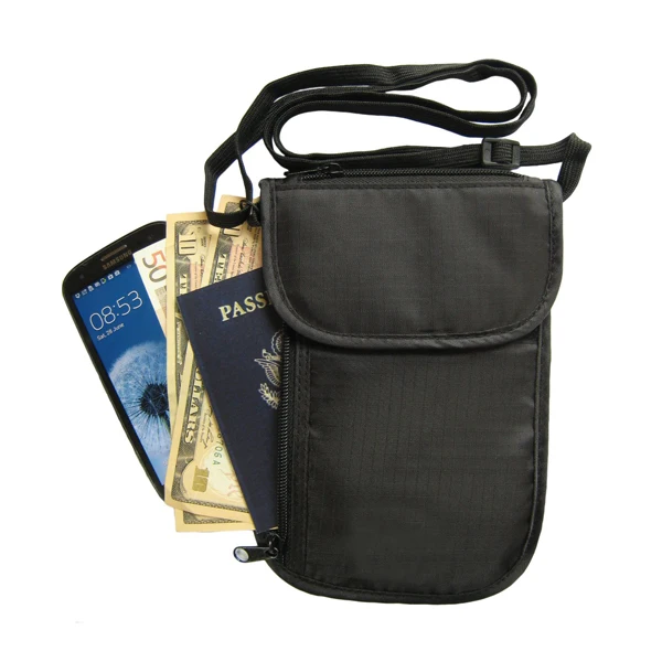 Fashion Ripstop Travel Neck Stash/undercover Neck Wallet/black Neck