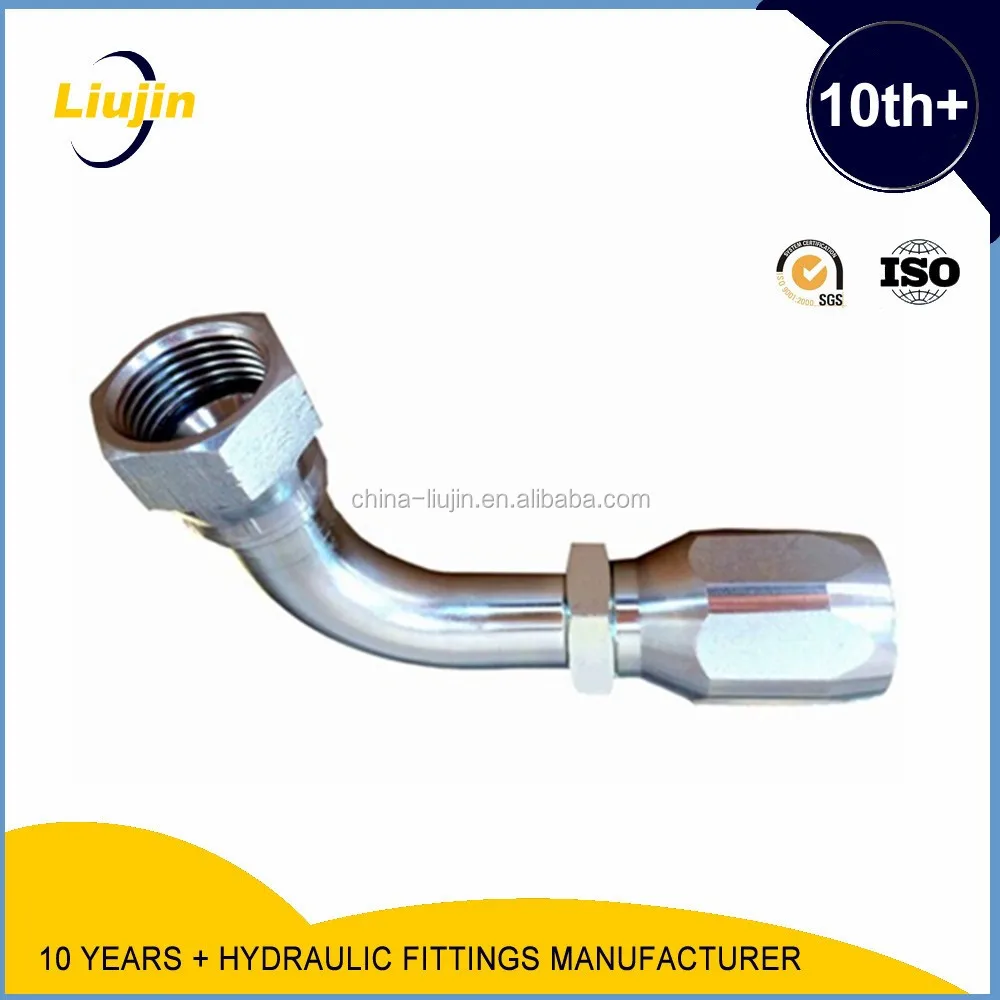 Reusable 90 elbow jic female 74 degree flared one piece hydraulic fitting (26798d-r5)