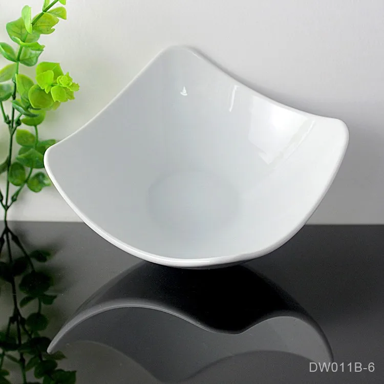 6" Slanted Bowls Ceramic Slant Cut Porcelain White Great Addition To