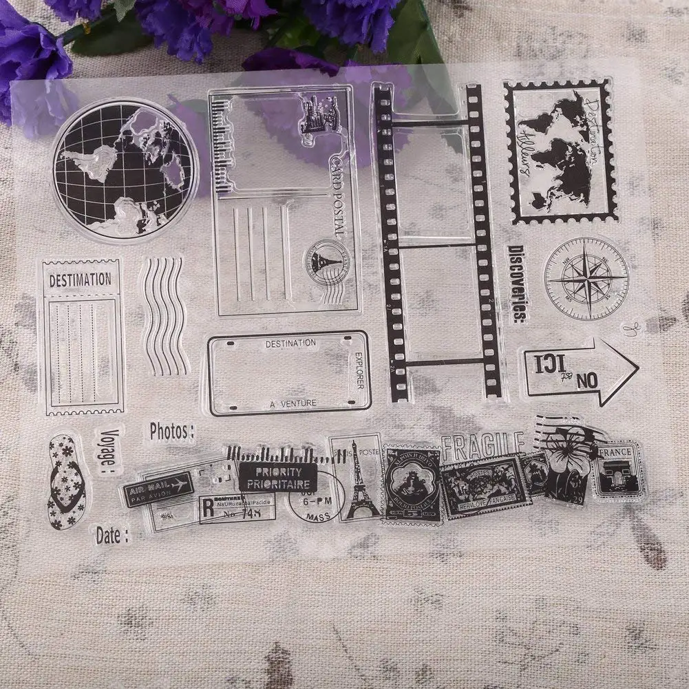 Akozon Scrapbook Clear Transparent Stamps House Photo Cards Rubber Stamp