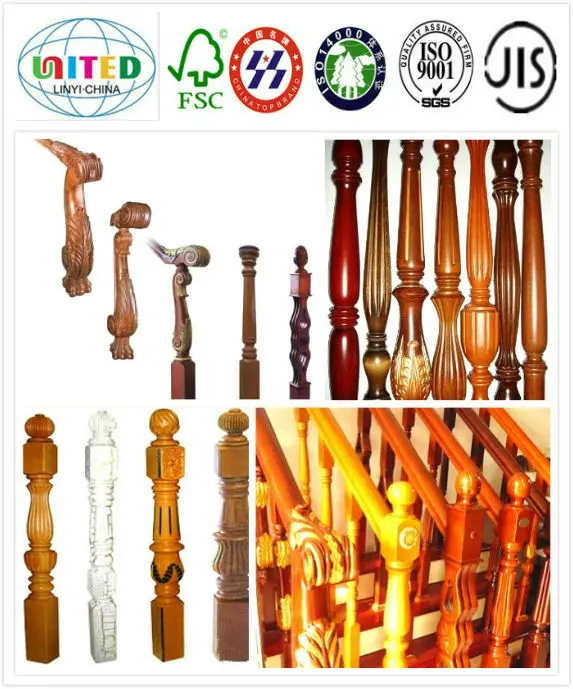 linyi baiyi wood hand railing /wood baluster/recon wood moulding