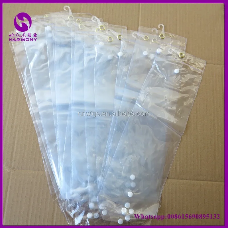 12inch26inch Plastic Pvc Hair Extension Bags With Button For Brazilian