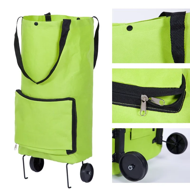 Fashion Portable folding roller shopping bag cart, reusable travel trolley storage