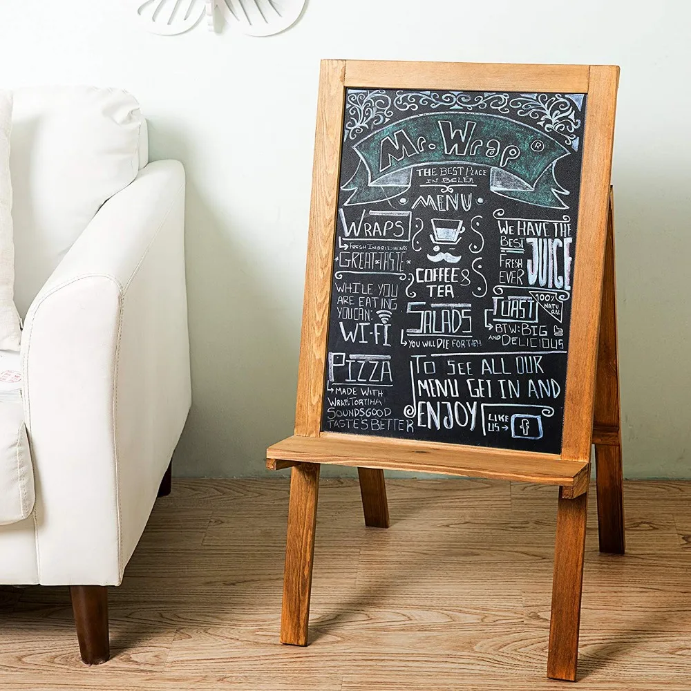 Freestanding Wood Aframe Chalkboard Easel,Erasable Chalk Display With