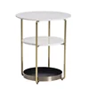 European Style Metal Frame Coffee Side End Table Marble Tray For Business Furniture