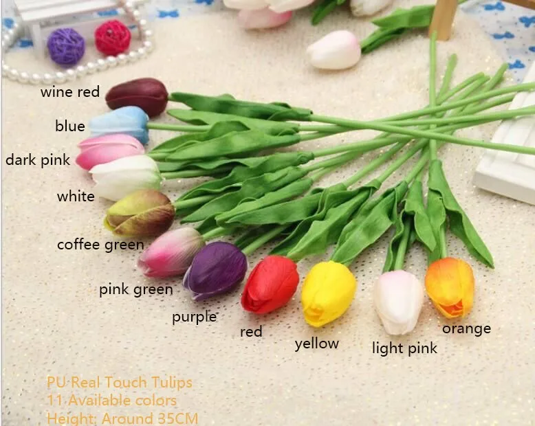 Artificial Pu Real Touch Tulips Latex Tulips Table Centerpiece