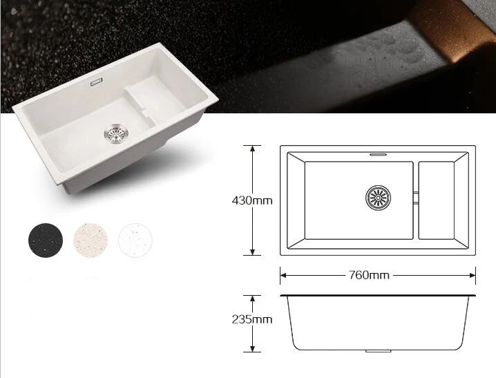 Hottest products Undermount Granite Kitchen Sink Single Bowl Quartz Sink