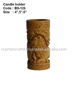 Wooden Handmade Carved Candle Holder Stand Wood Craft Wooden Handmade Carved Candle Holder Stand Wood Craft Elephant Carving Handicraft India