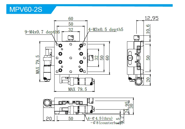 MPV602 xy Axis stage / two axis high precision manual linear stage
