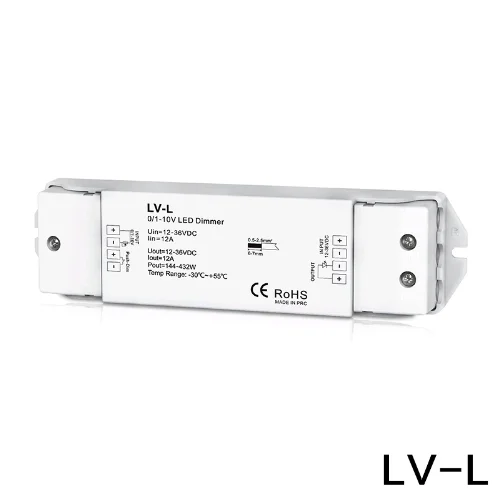 DC12-36V 0/1-10V LED dim driver 1 channel 0/1-10V input, 1 channel PWM constant voltage 12A output LED Dimmer Controller