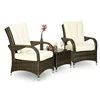 New Design Patio Rattan Outdoor Coffee Table Setting Chinese Dining Table 2 Chairs