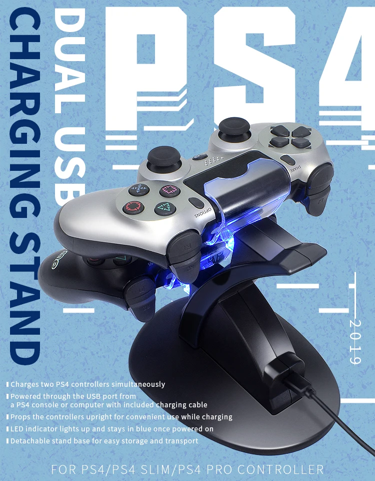 Data Frog Game Controller Charger Dock Led Dual Usb Charging Stand Station Cradle For Sony Playstation 4 Ps4 Ps4 Slim Ps4 Pro Buy For Ps4 Slim Vertical Stand For Ps4 Slim Power Supply Stand For
