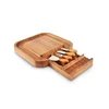 Cheese Board and Knife Set Natural Crafted Bamboo for Slicing Cheese
