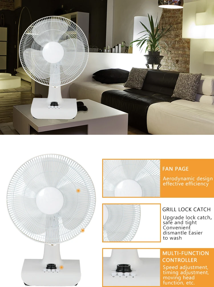 Quiet Table Fans For Home Small Size 16 Inch Table Fan White Abs