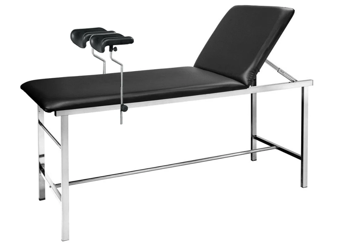 stainless steel medical examination couch table with lifting back rest