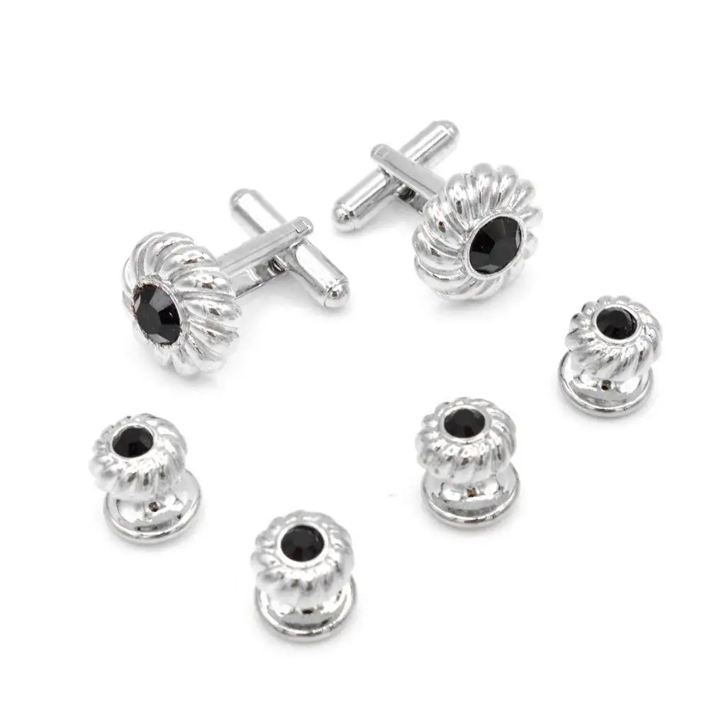 Made in the USA Black Nickel Plated Tuxedo Cufflinks and Shirt Studs