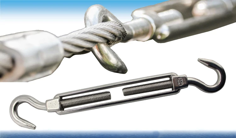 Stainless Steel European Style Closed Body Hook Hook Turnbuckle 