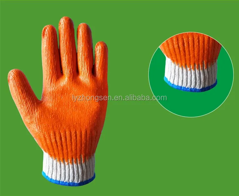 Thailand Natural Cotton Lined Rubber Gloves Working Gloves Latex Glove