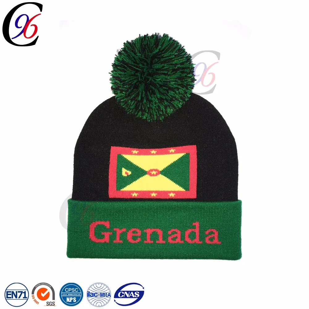 Chengxing wholesale custom funny children cheap fashion printed plain beanie winter sports ski crochet knitted toque 