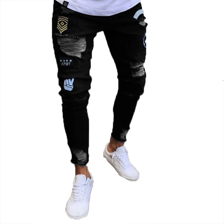 Wholesale Custom Classic High Waist Slim Wide Leg Patchwork pantalones jeans for men High Street