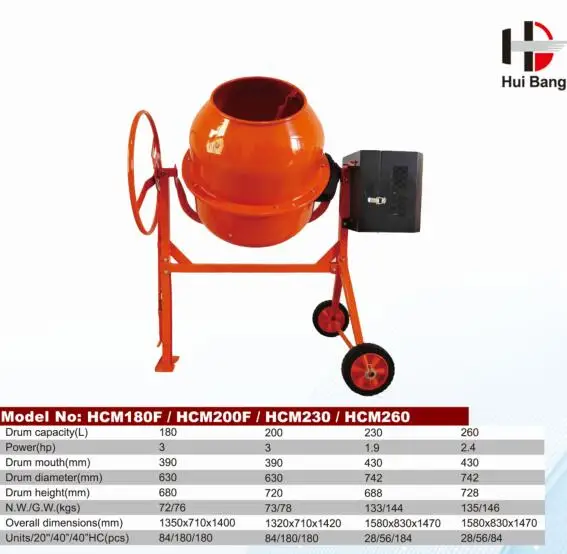 230l 260l 300l Good Quality Concrete Mixing Machine/concrete Batch