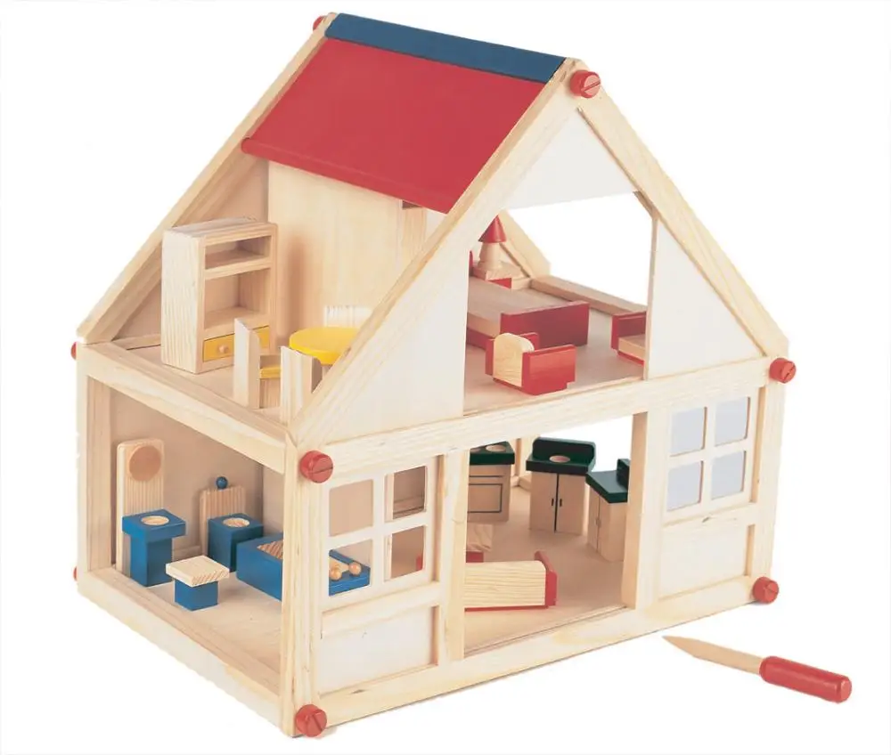 small wooden toy houses