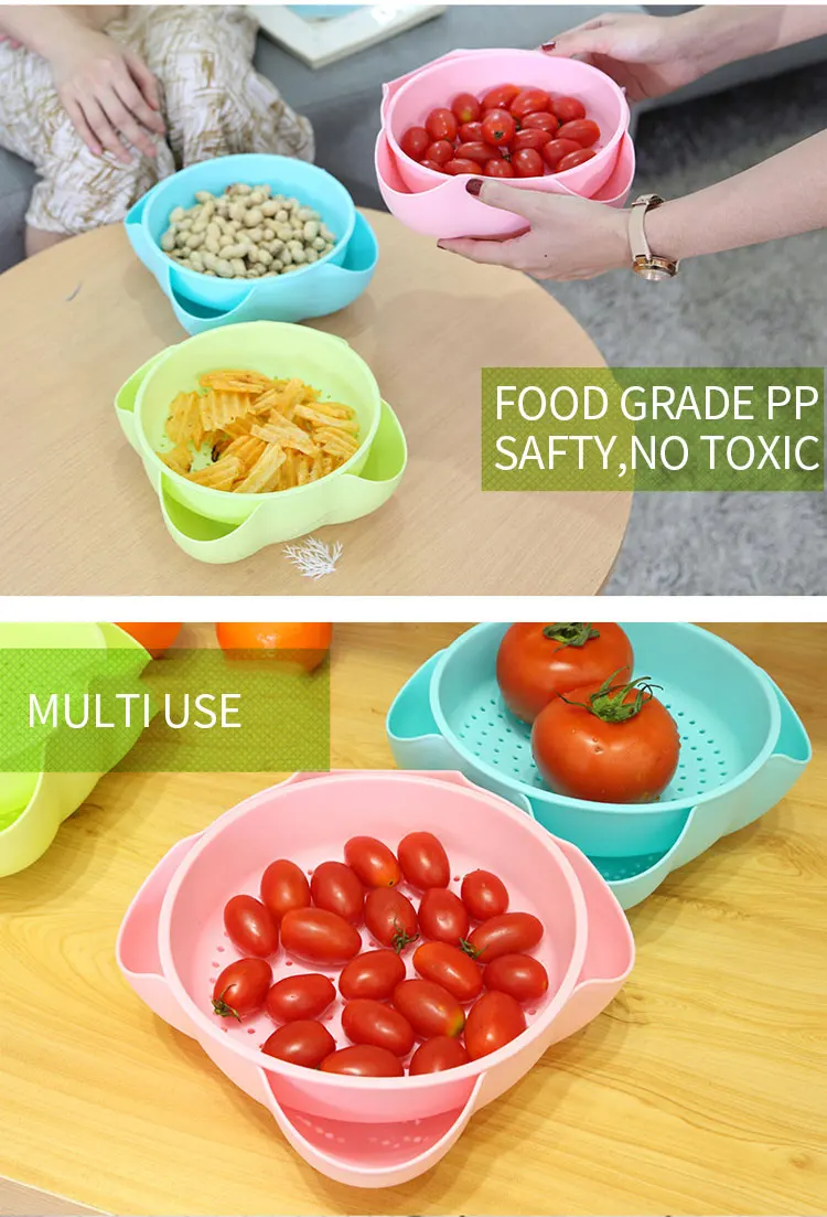 Food Container Storage Plastic Fruit Bowl Dish Duallayer Fruit Bowl