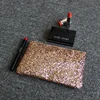 Customized Glitter Fashion Women Party Evening Spangle Sequins Clutch Bag pouch cosmetic makeup bag