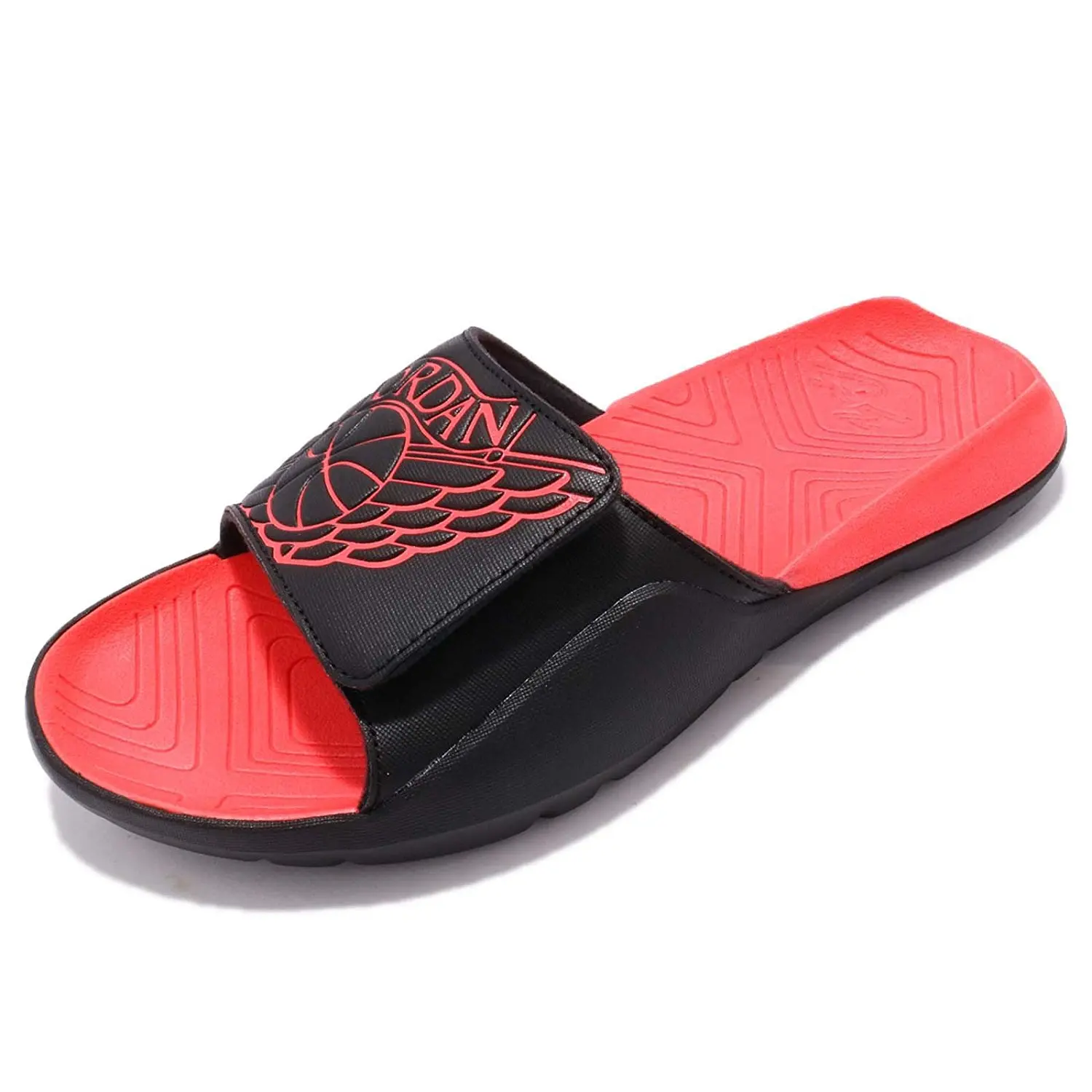 jordan slippers black and red