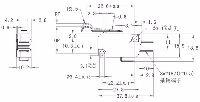 CCC CE UL approval IP40 V-164-1C25 kw3a R lever type safety spdt 16A 250V microswitch mini micro switch.jpg