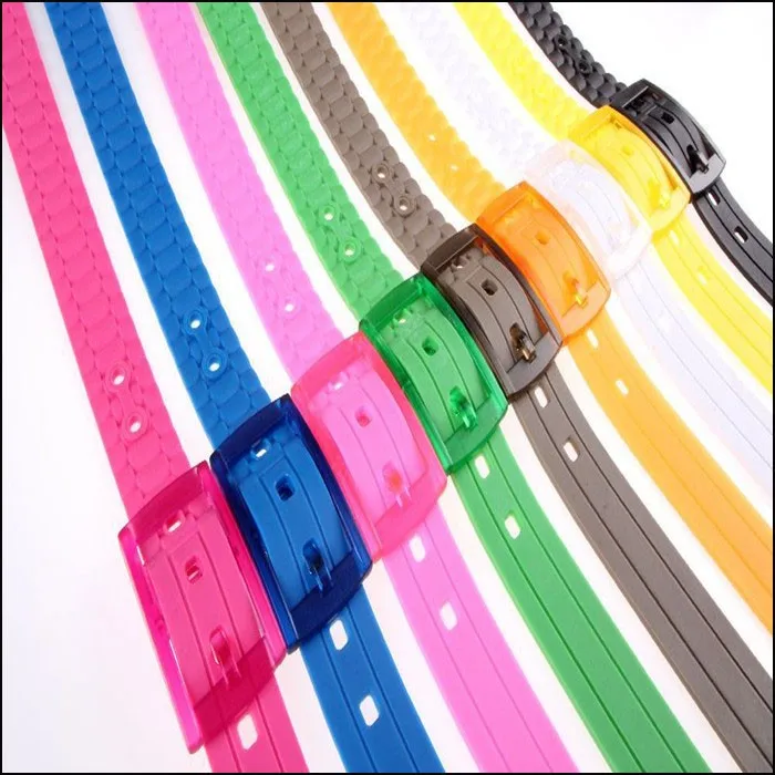 Hot sale candy women colorful plastic belts, clear plastic belts