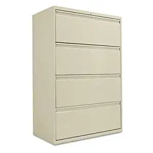 Four-Drawer Lateral File Cabinet, 36w x 19-1/4d x 53-1/4h, Putty, Sold as 1 Each