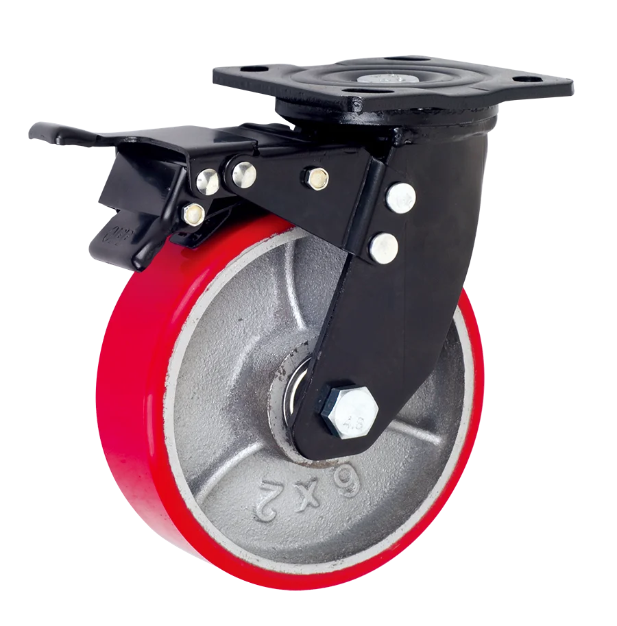 Factory Supplier Cast Iron Polyurethane Casters And Wheels With Brake