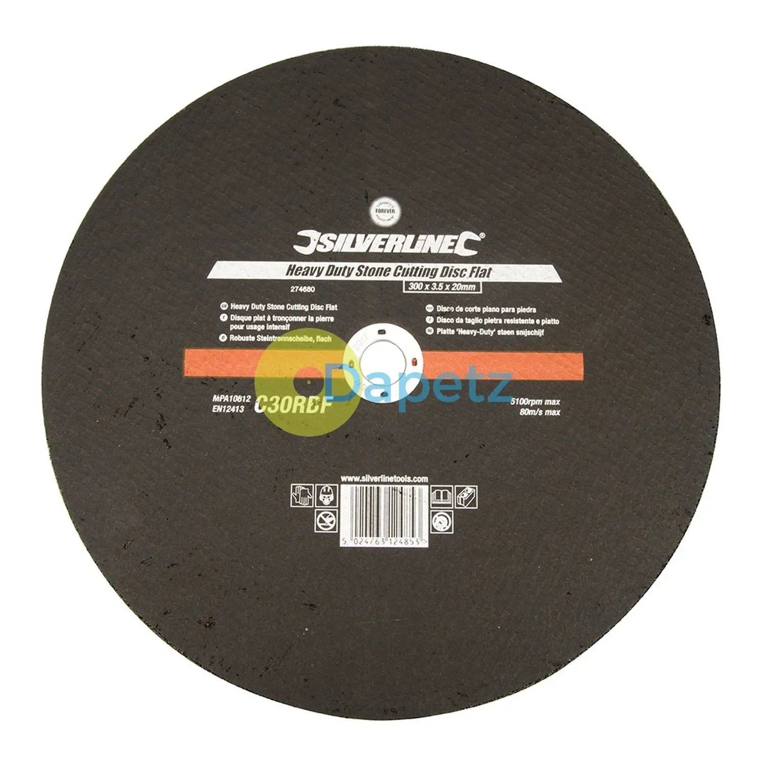 Dapetz Heavy Duty Stone Cutting Disc Flat 300 X 3.5 X 20mm Premium Quality DIY