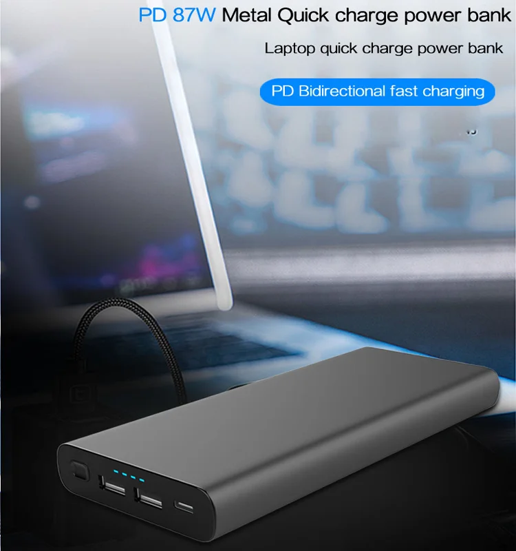 New 87w Pd Power Bank Usb C Input/output 26000mah 3port Portable