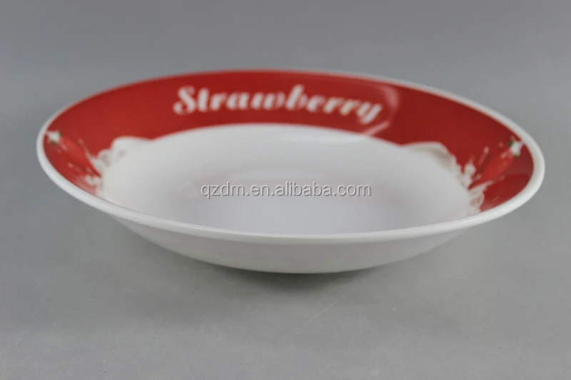 9inch Melamine Suop Plate Plastic Deep Plate Strawberry Print