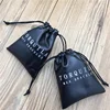 Custom Printed Soft Black leather jewelry bags, Gift Pouch For cuff-link