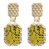 Fashion Metallic Sequins Snake Dangle Hoop Earrings Geometric Leopard Design Women Girls Drop Earrings Jewelry Studs
