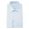 Customized mens official light blue micro check formal dress shirt with cut away collar