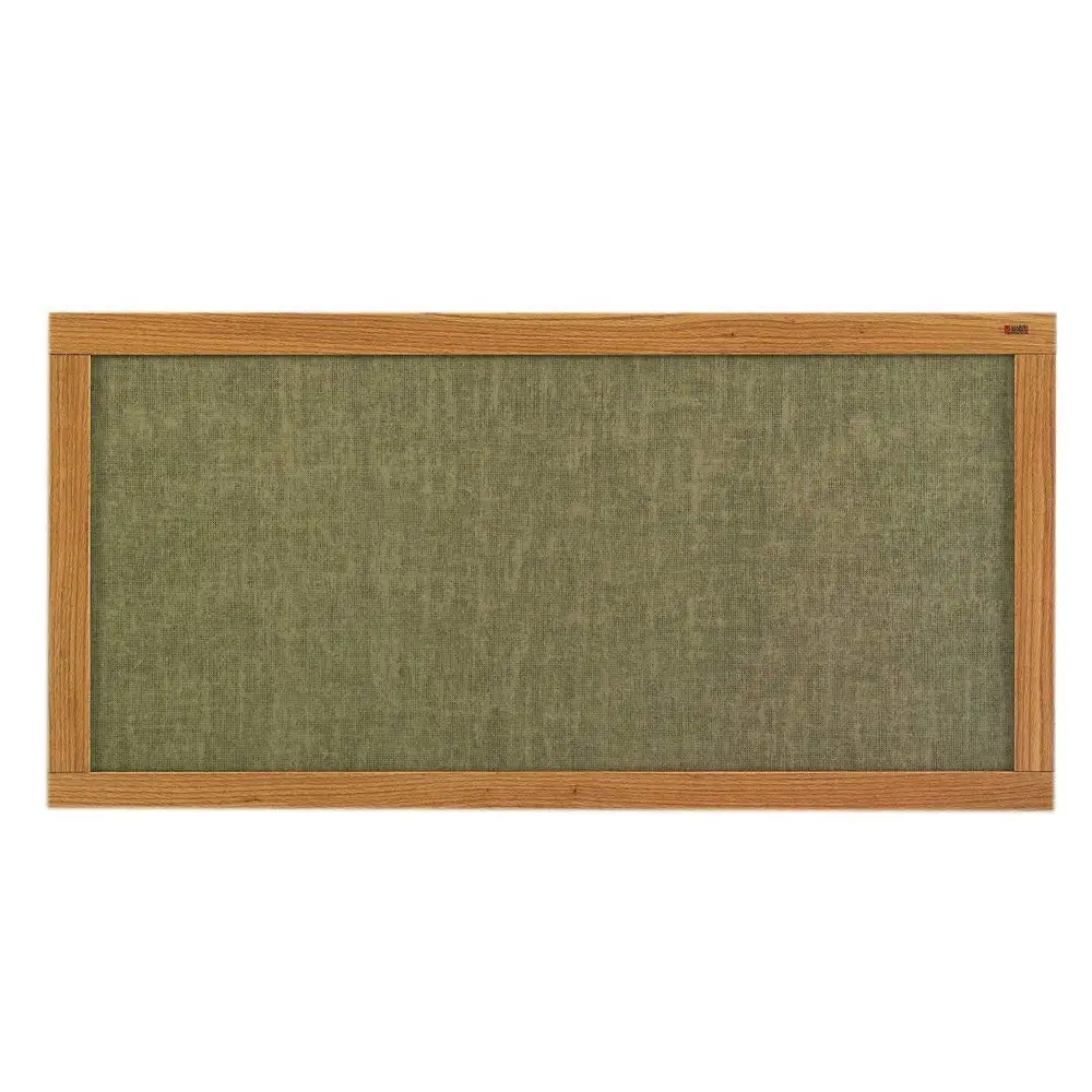 Marsh 48x48 Turquoise Vinyl Message Display Bulletin Board, Oak Wood Trim