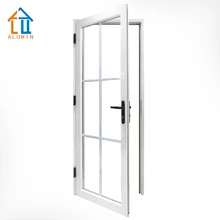 Alum&iacute;nio e vidro portas e janelas janela da grade dianteira grill a&ccedil;o design da porta batente da porta de Alum&iacute;nio