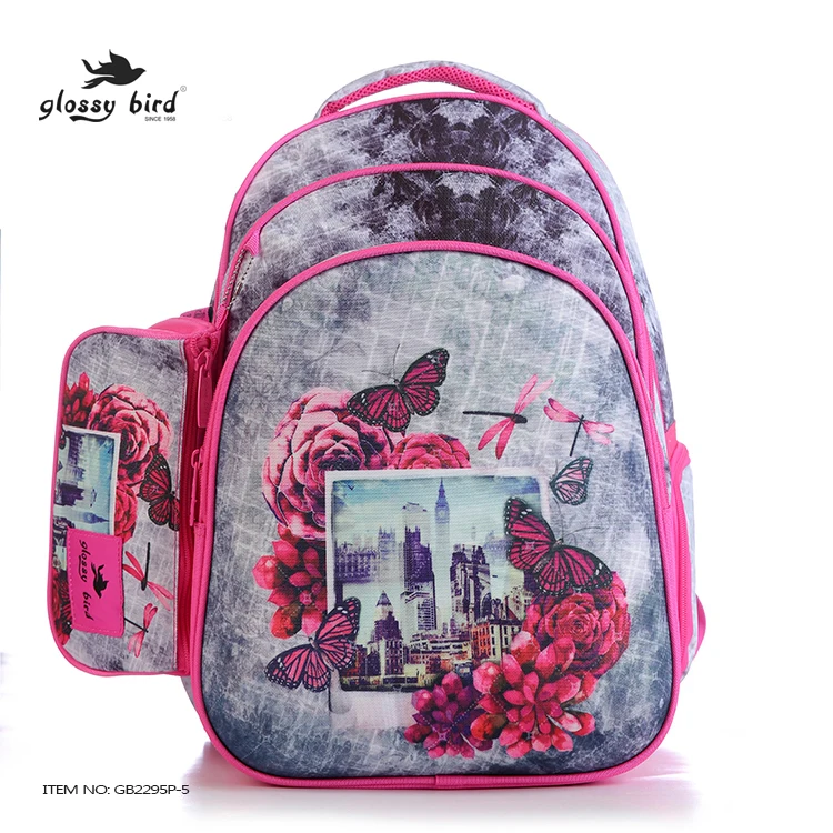 Download Glossy Bird Zipper Polyester Fashion Printed Girls School Backpack - Buy Girls School Backpack ...