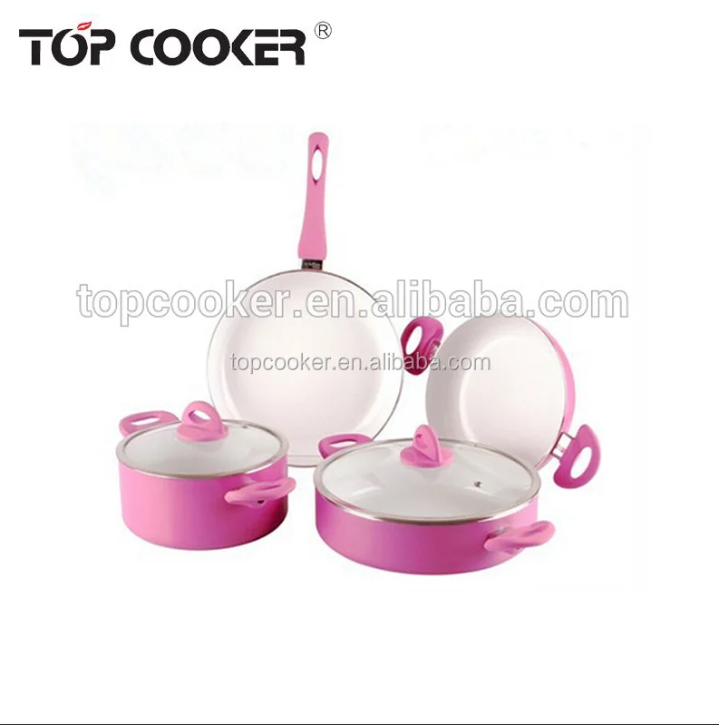 BOUSSAC Ceramic Nonstick Pink 15pc Set, Cooking Pots Set,cookware