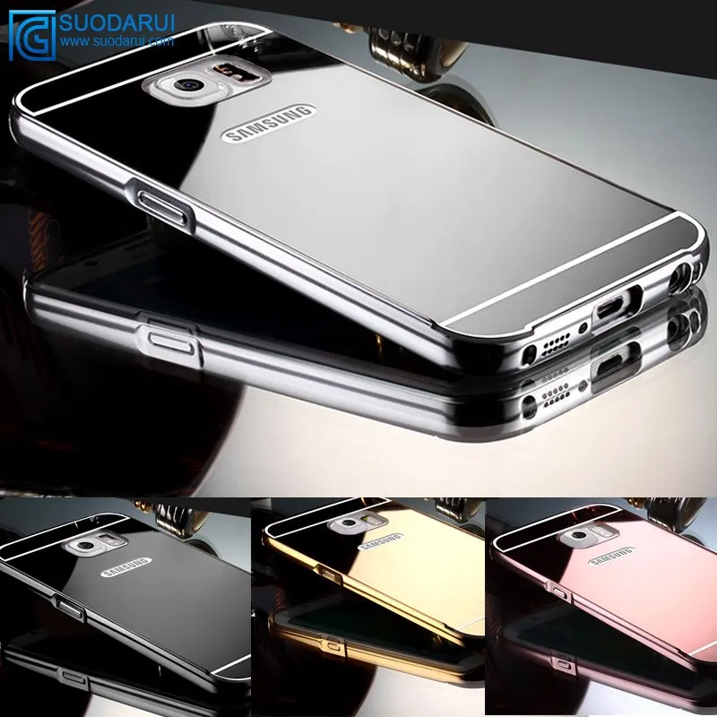 New arrival aluminum metal mirror case for samsung galaxy J7 mirror back cover case