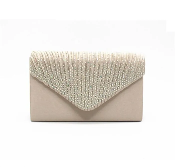 2017 New bridal glitter satin envelope clutch bag women evening bag