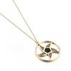2017 Unique New Fashion Gold Necklace Jewelry With Gold Metal Circle Wood Star Pendant Statement Collar Necklace