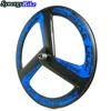 Synergy Blue Color Light Weight Road Carbon 3 Spoke Wheel 700C Bicycle Cycling Tri Spoke Wheel 3K/12K/18K