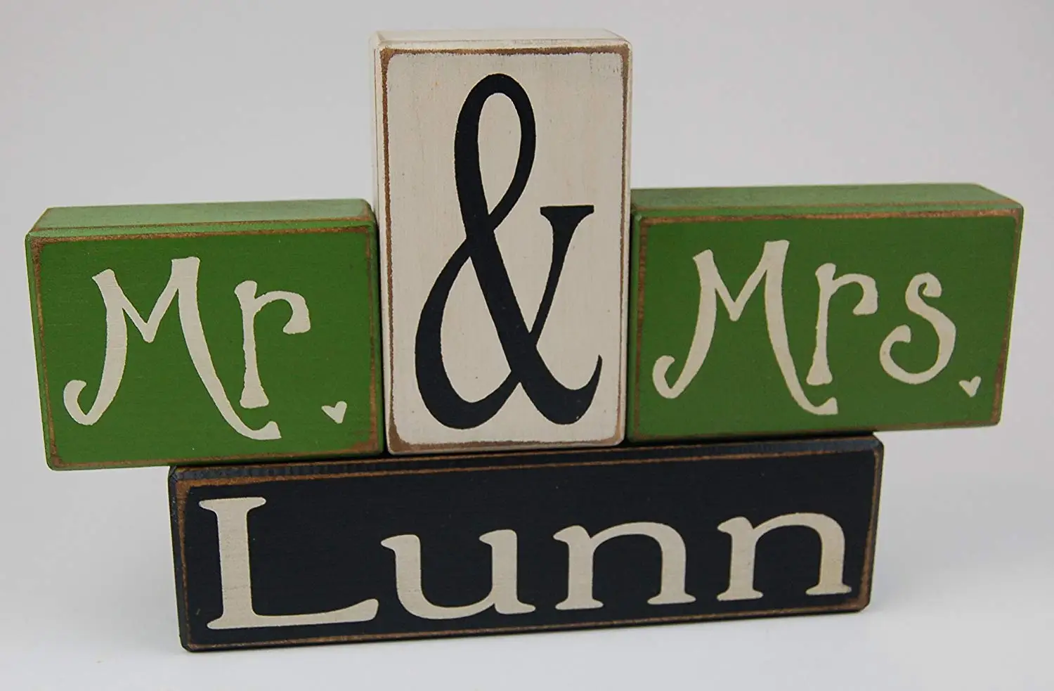 Mr. & Mrs. Letter Blocks Personalized Family Name Primitive Country Distressed Wood Stacking Sign Blocks Wedding Centerpiece Table Decor