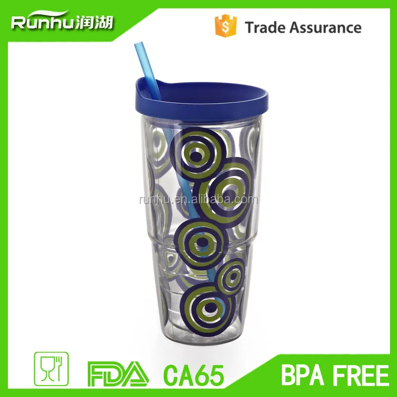 New Material Plastic 24 Oz Drinking Screw Cup Mug With Leak Proof Lid